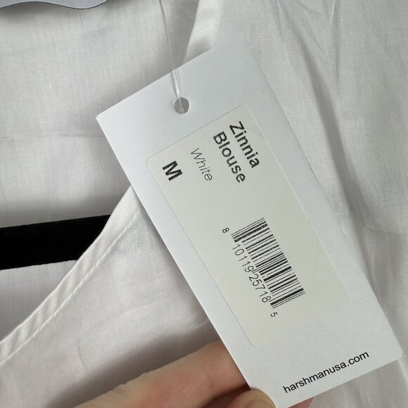 Anthro Harshman Zinnia Blouse Womens Medium White Flutter Sleeve Cotton Top New - Picture 7 of 9